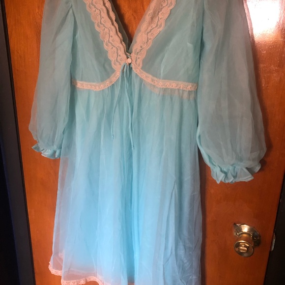 1950s Blue Nightgown and Peignoir Set